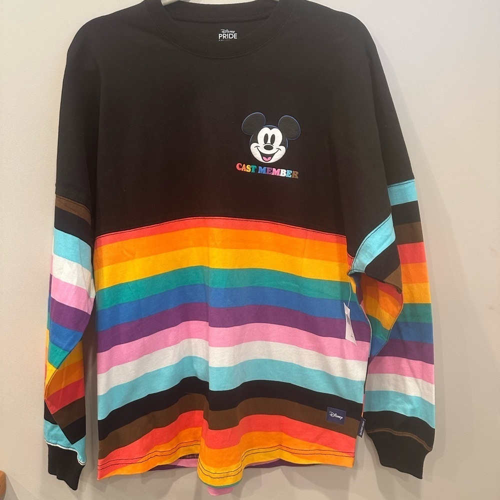 NWT Disney Mickey Mouse Pride Cast Member Spirit Jersey Rainbow Sz Oversized - Picture 8 of 9